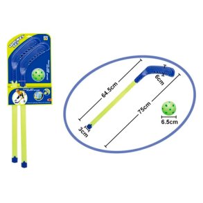 Hockeyst med 2 stave og bold