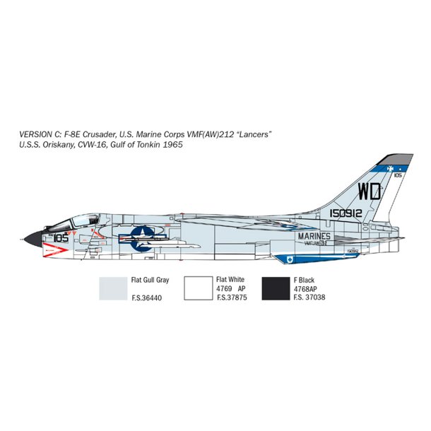 Italeri 1:72 F-8E Crusader - Modellflygplan