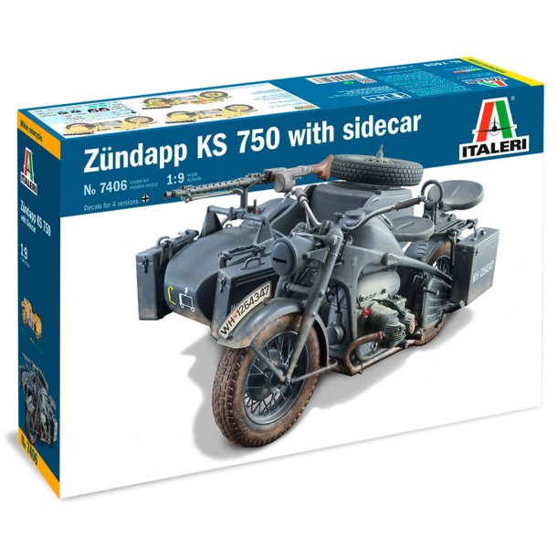 Italeri 1:9 ZUNDAPP KS 750 with Sidecar - Modelmotorcykel