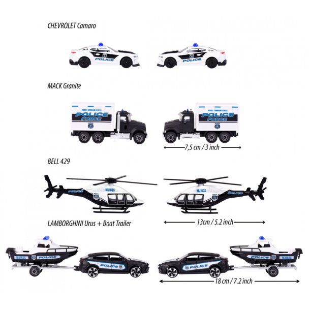Majorette gaveske - 4 x politi legetjsbiler