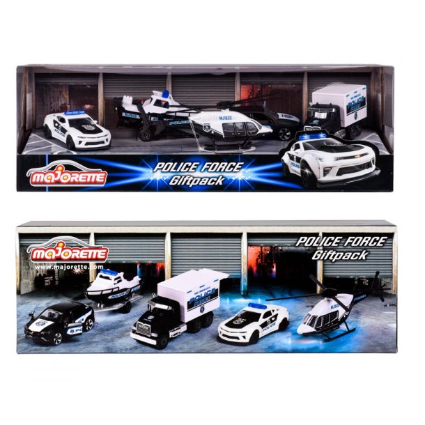 Majorette gaveske - 4 x politi legetjsbiler