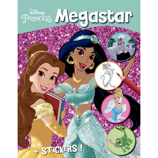 Megastar malebog med Disney prinsesser samt stickers