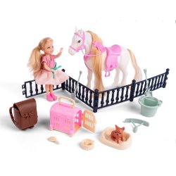 Sally med hest og tilbehr