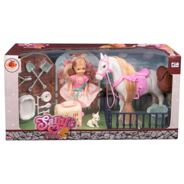 Sally med hest og tilbehr