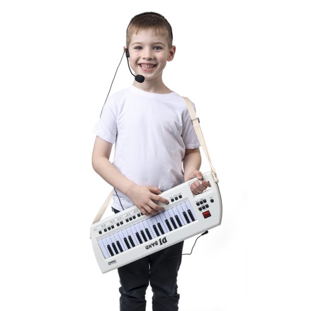 Keyboard med headset og rem