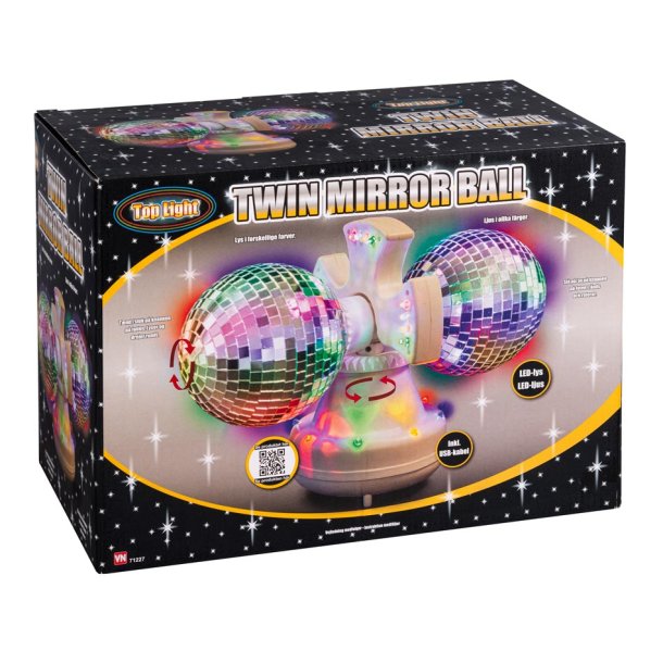 Twin spejlkugle med LED lys