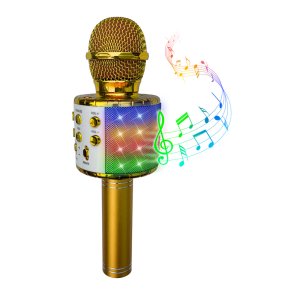 Guld karaoke mikrofon med lys