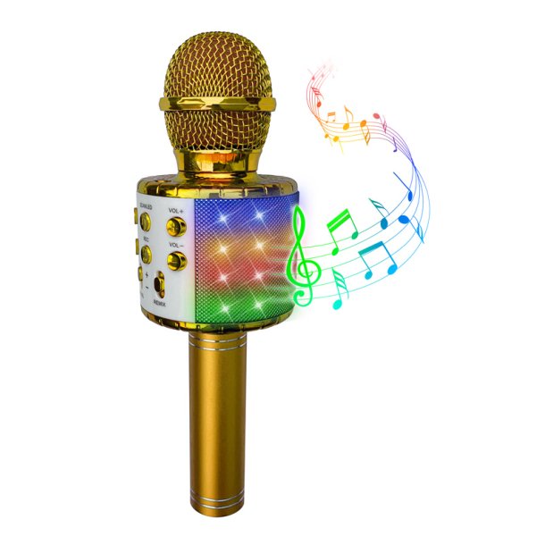 Guld karaoke mikrofon med lys