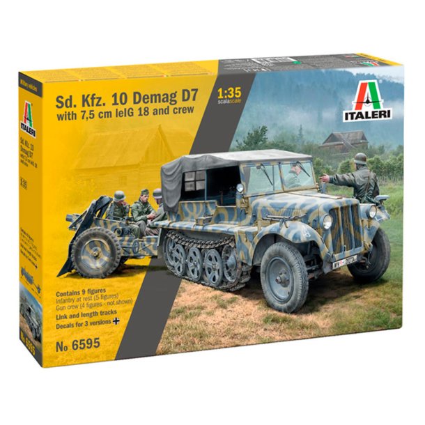 Italeri 1:35 Sd. Kfz. 10 Demag D7 leIG 18 m. mandskab - Model artillerisystem