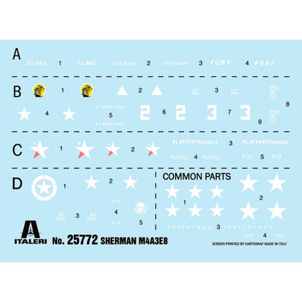 Italeri 1:56 M4A3E8 Sherman Fury - Modelkampvogn