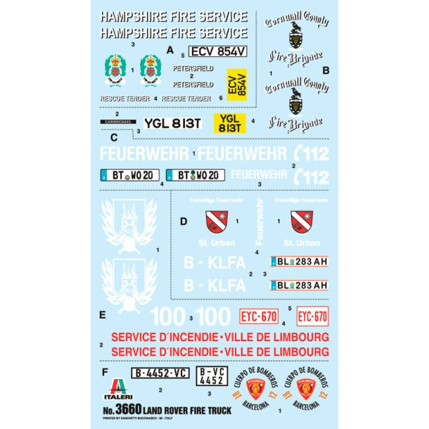 Italeri 1:24 Land Rover Fire Truck - Modelbil