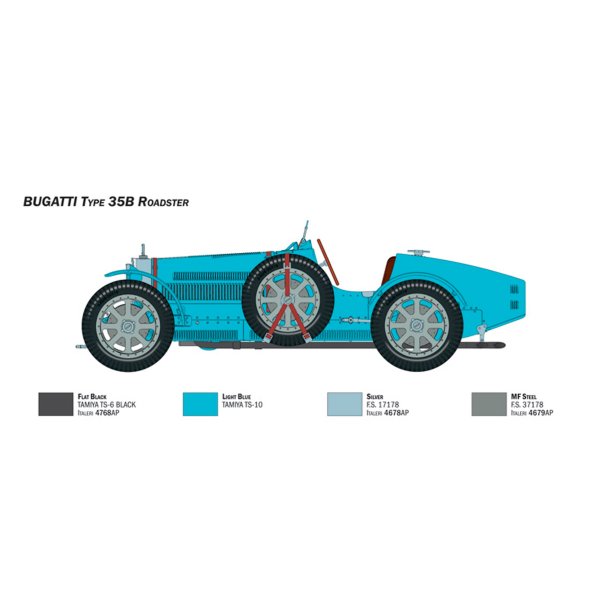 Italeri 1:12 Bugatti Type 35B Roadster - Modelbil