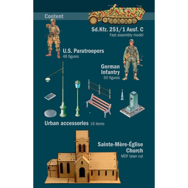 Italeri 1:72 Slaget vid Normandie Sainte-Mre-Eglise 6 juni 1944 - Slagets scen