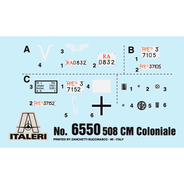 Italeri 1:35 Fiat 508 CM Coloniale m. bestning - Modelbil
