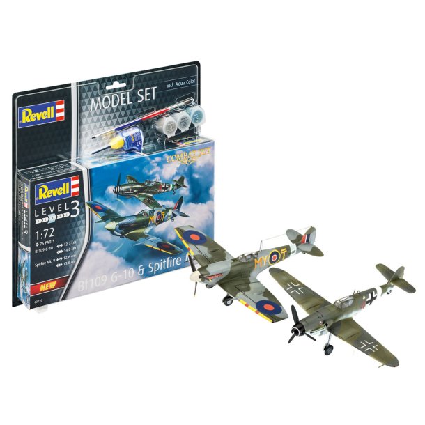 Revell Combat Set Bf109G-10 & Spitfire Mk modellflygplan - 1:72 - Komplett set