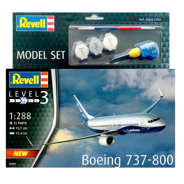 Revell Set Boeing 737-800 - 1:288 - Med lim og maling