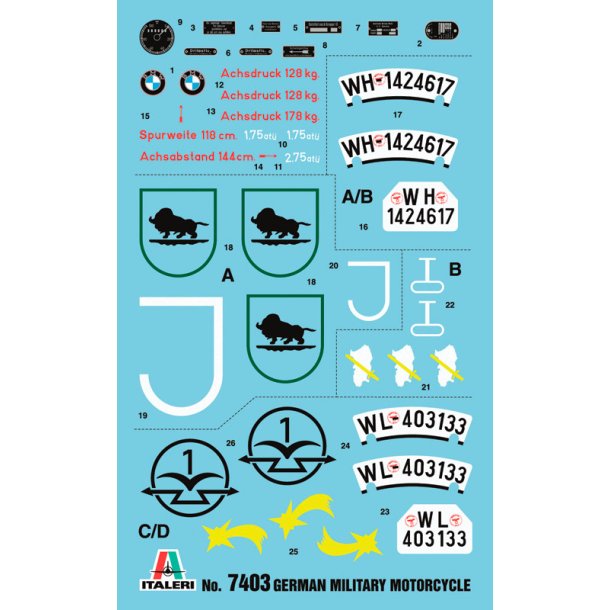 Italeri BMW R75 German Milit. Motor. m. Sidecar - 1:9