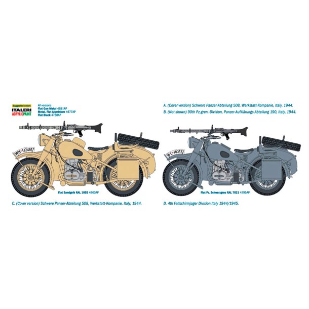 Italeri BMW R75 German Milit. Motor. m. Sidecar - 1:9