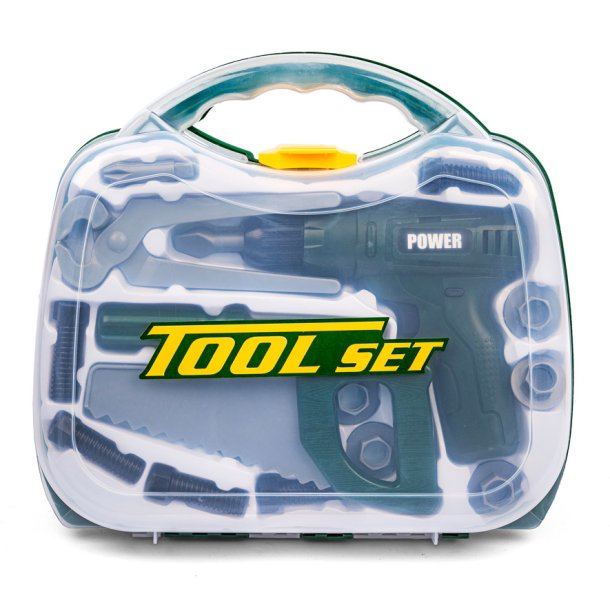 Kuffert med boremaskine og vrktj