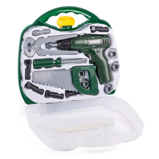 Kuffert med boremaskine og vrktj