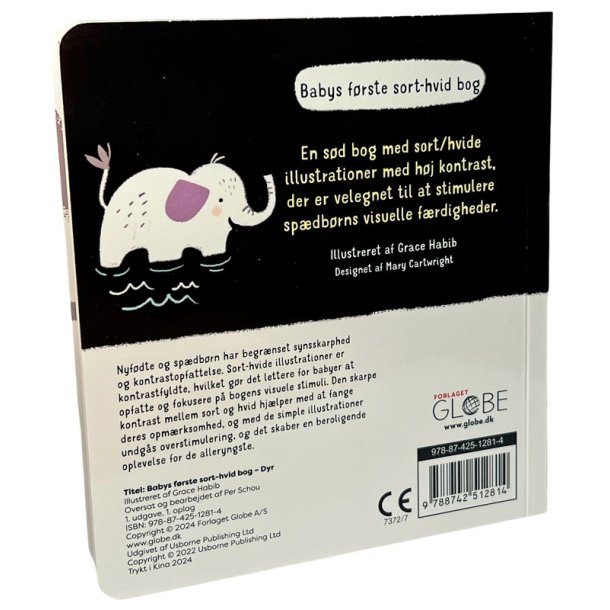 Babys frste sort-hvid bog med dyr