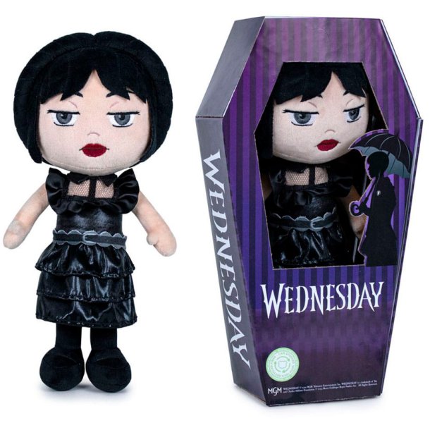 Wednesday Addams bamse i kjole - 32 cm.