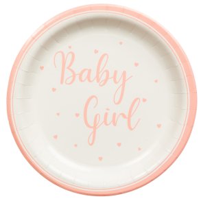 Paptallerkner Baby Girl - 23 cm. 8 stk. 