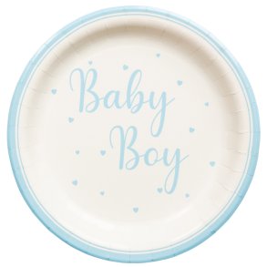 Paptallerkner Baby Boy - 23 cm. 8 stk. 