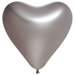 Hjerteballoner i s�lv � 5 stk. (30 cm)