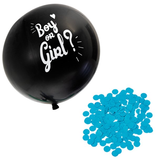 Stort sort ballon med konfetti