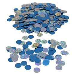 Konfetti i plast - Lysebl/slv