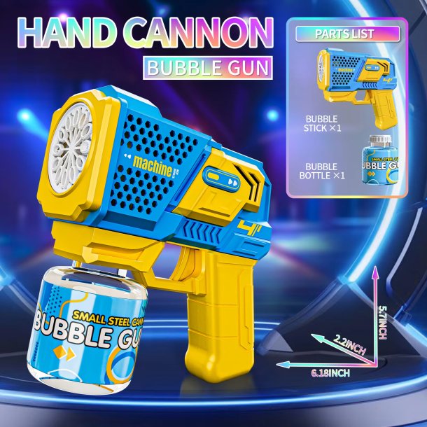 Elektrisk Bubble Gun Maskine med LED Lys