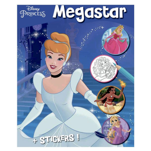 Megastar malebog med Disney prinsesser samt stickers
