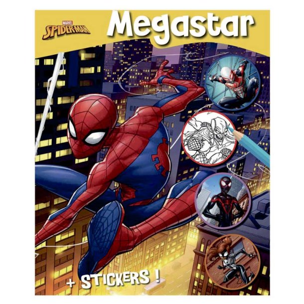 Megastar malebog med Spiderman samt stickers