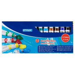 Acrylmaling st  12 farver  12 ml