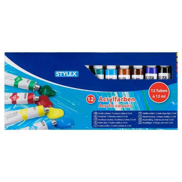 Acrylmaling st  12 farver  12 ml