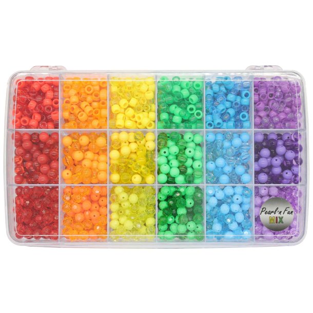 Perlemix regnbuefarvet i opbevaringsboks