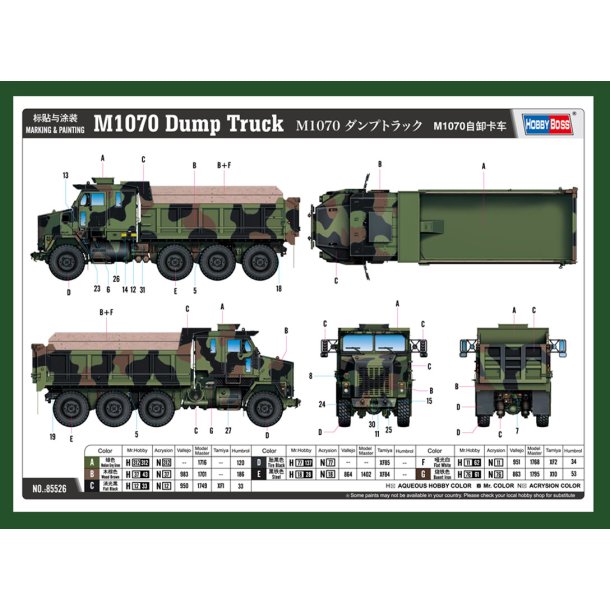 Hobby Boss M1070 Dump Truck 1:35 modellastbil