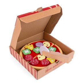 Tr pizza i ske med velcro