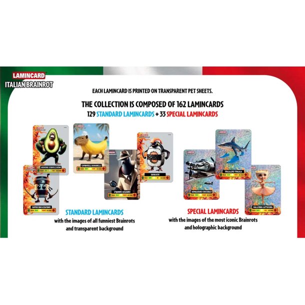 Italian brainrot boosterpakke samlekort med 5 stk.