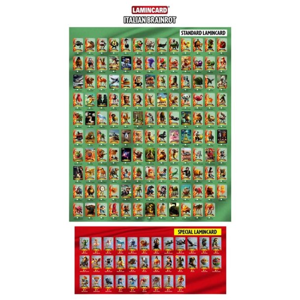 Italian brainrot boosterpakke samlekort med 5 stk.