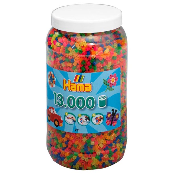 Hama midi perler 211-51 - 13.000 stk neon mix