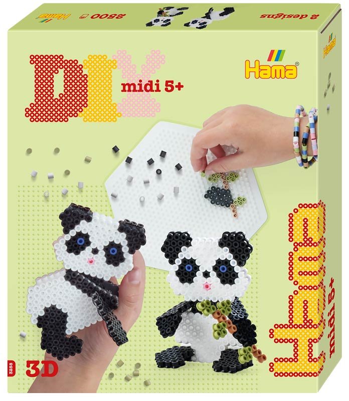 Hama 3d Panda midi perlesæt med 2500 midi hama perler