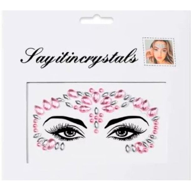 Rhinsten � selvkl�bende ansigtssten (Face Gems) - pink/s�lv