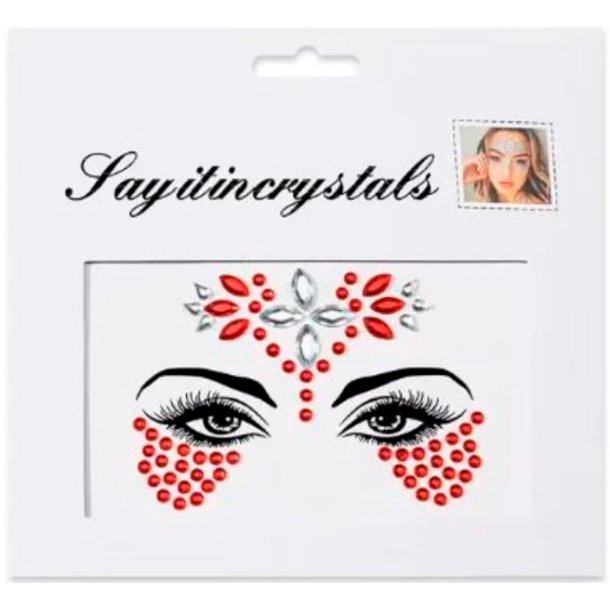 Rhinsten � selvkl�bende ansigtssten (Face Gems) - r�d/s�lv