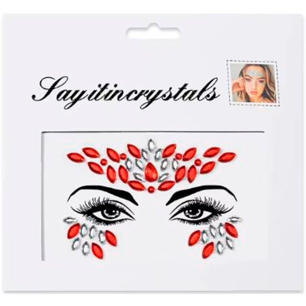 Rhinsten � selvkl�bende ansigtssten (Face Gems) � s�lv / r�d