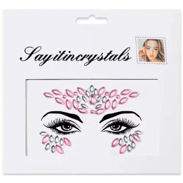 Rhinsten � selvkl�bende ansigtssten (Face Gems) - pink / s�lv
