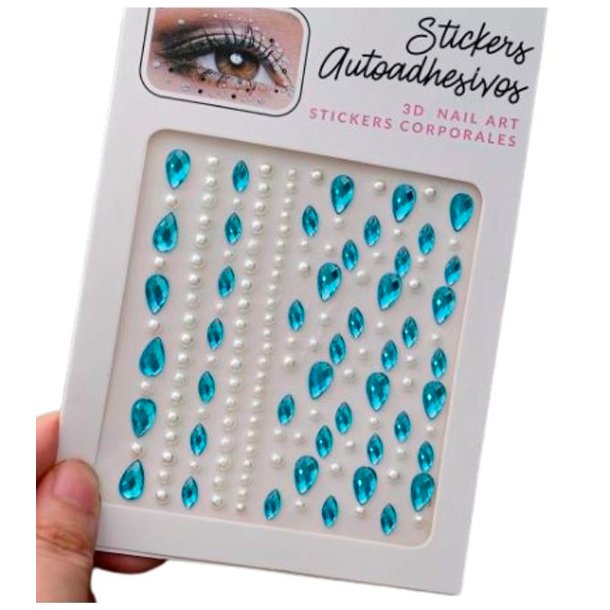 Rhinsten � selvkl�bende ansigtssten (Face Gems) - bl�/s�lv