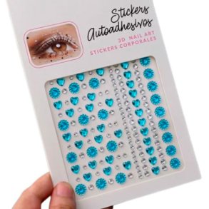 Rhinsten � selvkl�bende ansigtssten (Face Gems) - bl�/s�lv