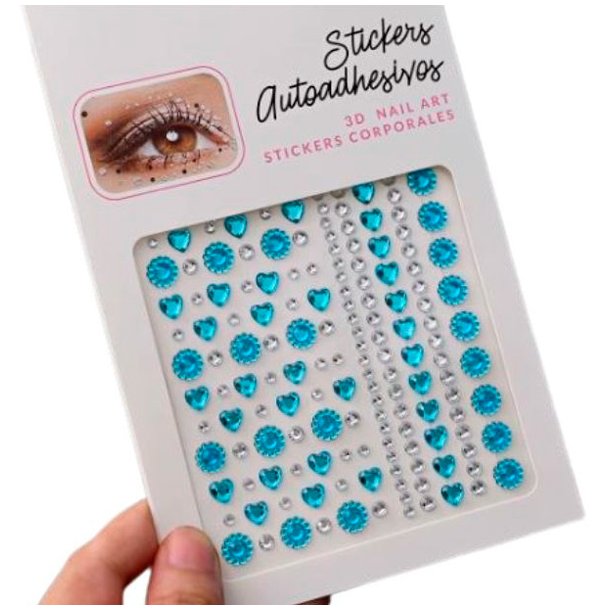 Rhinsten � selvkl�bende ansigtssten (Face Gems) - bl�/s�lv